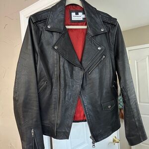 SOLD! Topman Black Leather Biker Motorcycle Jacket for Men, Size M